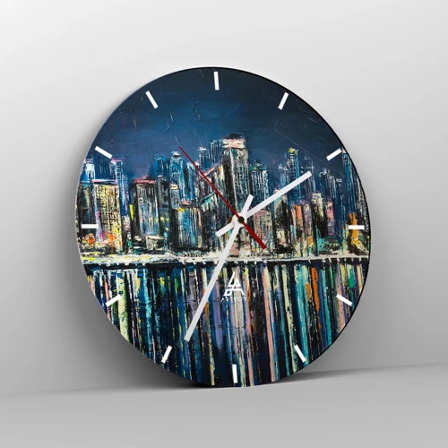 Reloj de pared - Reloj de vidrio - Una cascada de luces - 40x40 cm