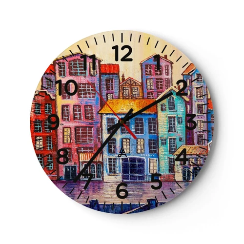 Reloj de pared - Reloj de vidrio - Una ciudad como un cuento de hadas - 30x30 cm