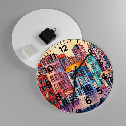 Reloj de pared - Reloj de vidrio - Una ciudad como un cuento de hadas - 30x30 cm