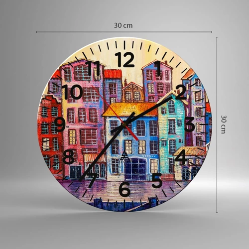 Reloj de pared - Reloj de vidrio - Una ciudad como un cuento de hadas - 30x30 cm