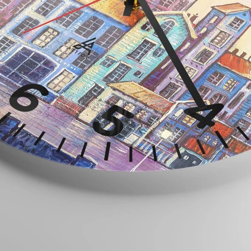 Reloj de pared - Reloj de vidrio - Una ciudad como un cuento de hadas - 30x30 cm