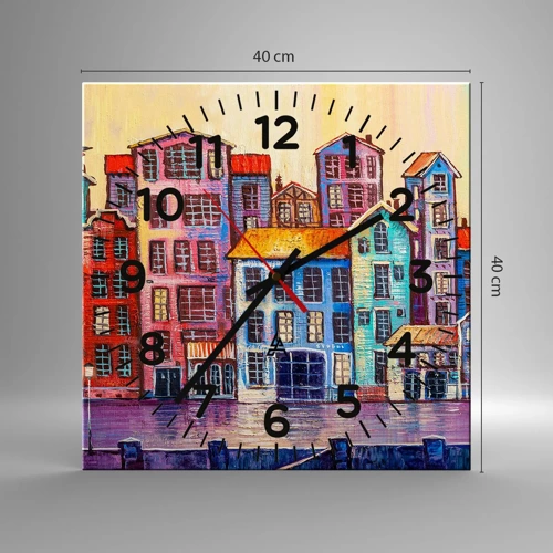 Reloj de pared - Reloj de vidrio - Una ciudad como un cuento de hadas - 40x40 cm