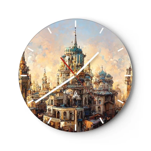 Reloj de pared - Reloj de vidrio - Una ciudad de ciudades - 30x30 cm