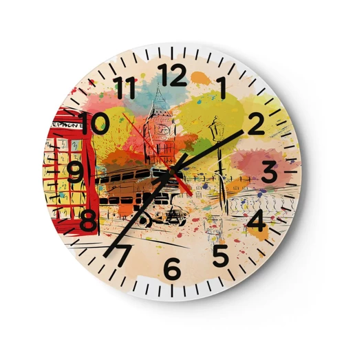 Reloj de pared - Reloj de vidrio - Una ciudad de la diversidad - 30x30 cm