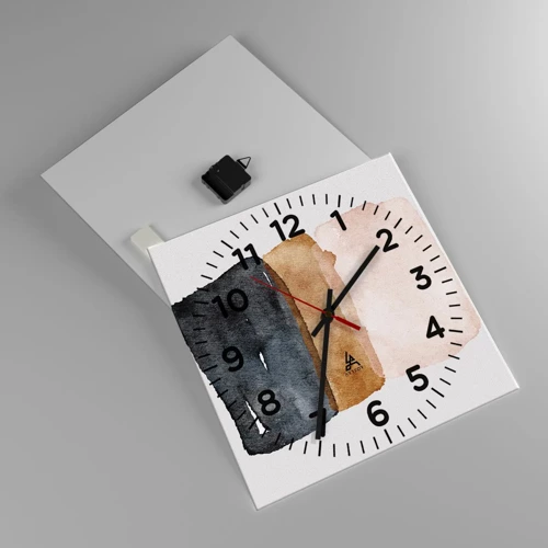 Reloj de pared - Reloj de vidrio - Una composición de colores tierra - 40x40 cm