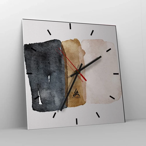 Reloj de pared - Reloj de vidrio - Una composición de colores tierra - 40x40 cm