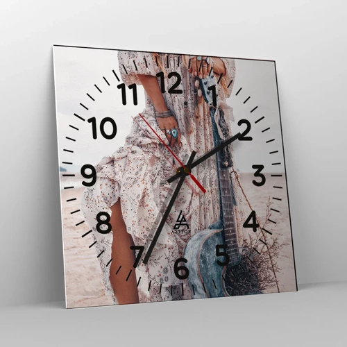 Reloj de pared - Reloj de vidrio - Una flor en el camino - 40x40 cm