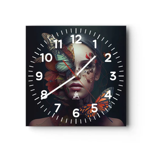 Reloj de pared - Reloj de vidrio - Una metamorfosis maravillosa - 30x30 cm