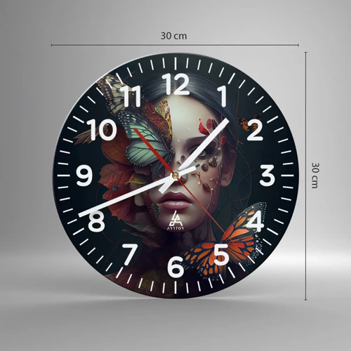 Reloj de pared - Reloj de vidrio - Una metamorfosis maravillosa - 30x30 cm