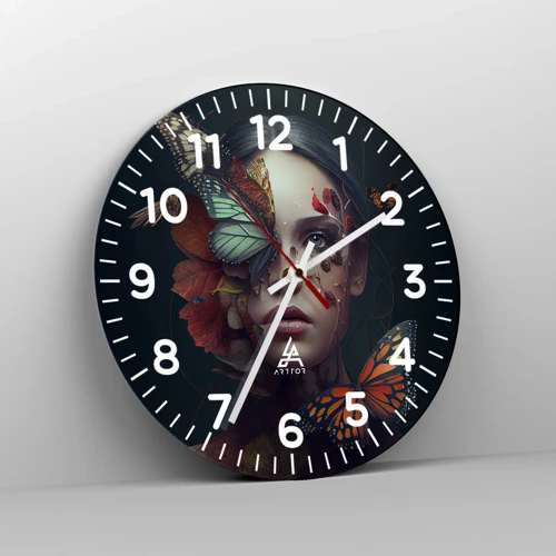 Reloj de pared - Reloj de vidrio - Una metamorfosis maravillosa - 30x30 cm