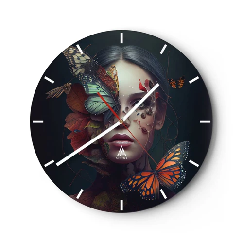 Reloj de pared - Reloj de vidrio - Una metamorfosis maravillosa - 40x40 cm