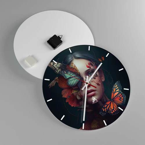 Reloj de pared - Reloj de vidrio - Una metamorfosis maravillosa - 40x40 cm