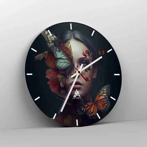 Reloj de pared - Reloj de vidrio - Una metamorfosis maravillosa - 40x40 cm