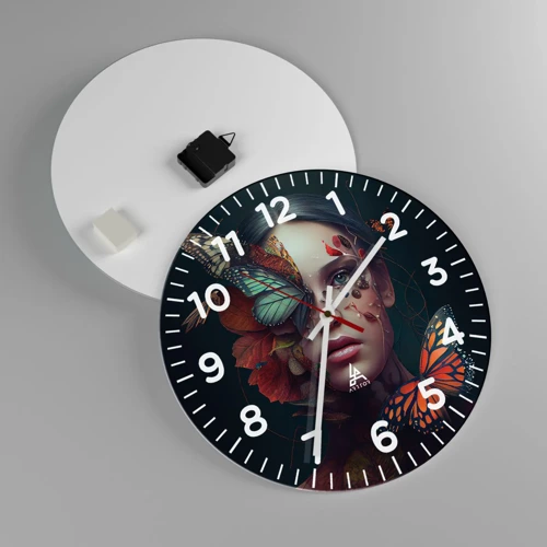 Reloj de pared - Reloj de vidrio - Una metamorfosis maravillosa - 40x40 cm