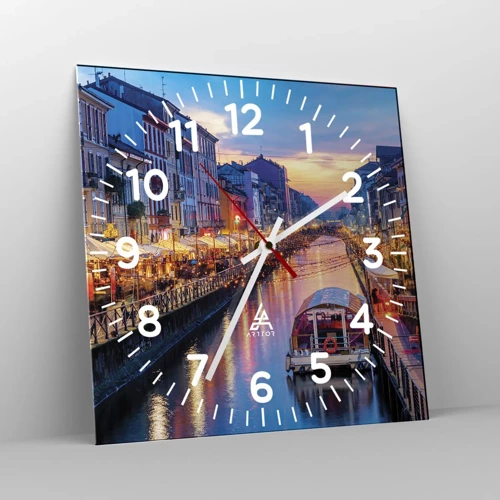 Reloj de pared - Reloj de vidrio - Una noche de luz y diversión - 40x40 cm