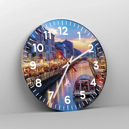 Reloj de pared - Reloj de vidrio - Una noche de luz y diversión - 40x40 cm