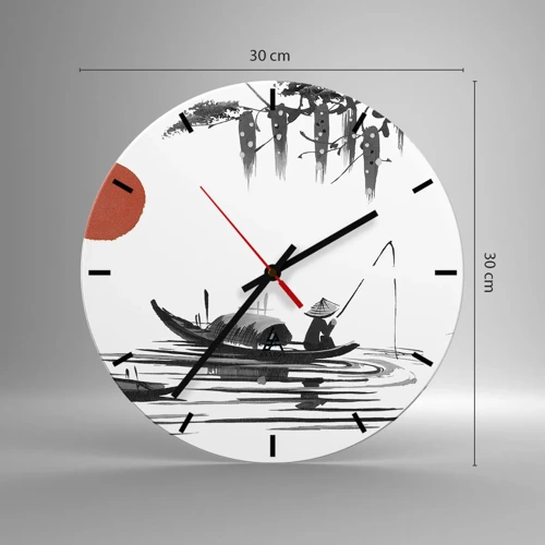 Reloj de pared - Reloj de vidrio - Una tarde asiática - 30x30 cm