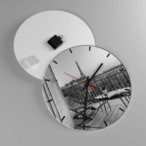 Reloj de pared - Reloj de vidrio - Una tarde parisina - 40x40 cm