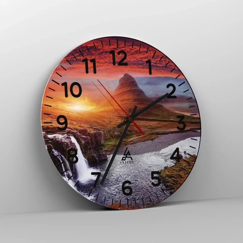 Reloj de pared - Reloj de vidrio - Una vista de la Tierra Media - 40x40 cm