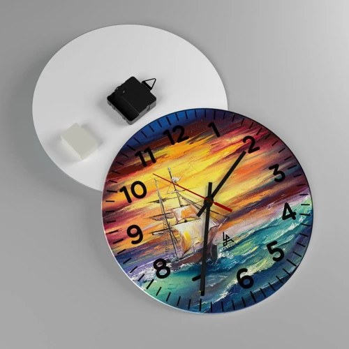 Reloj de pared - Reloj de vidrio - Valientemente surcando las olas - 30x30 cm