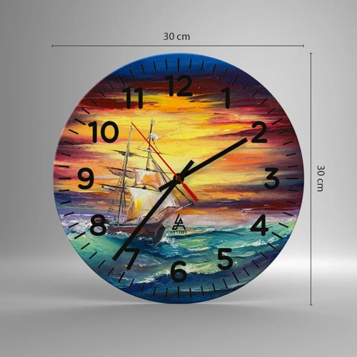 Reloj de pared - Reloj de vidrio - Valientemente surcando las olas - 30x30 cm