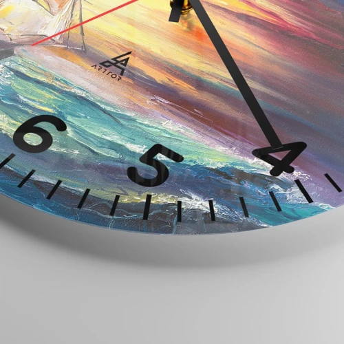 Reloj de pared - Reloj de vidrio - Valientemente surcando las olas - 30x30 cm