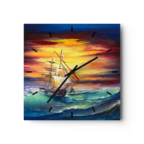 Reloj de pared - Reloj de vidrio - Valientemente surcando las olas - 40x40 cm