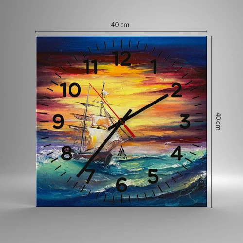 Reloj de pared - Reloj de vidrio - Valientemente surcando las olas - 40x40 cm