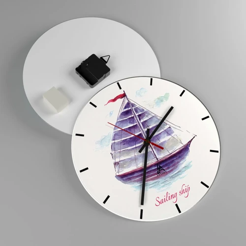 Reloj de pared - Reloj de vidrio - Velas izadas y aguas tranquilas - 30x30 cm