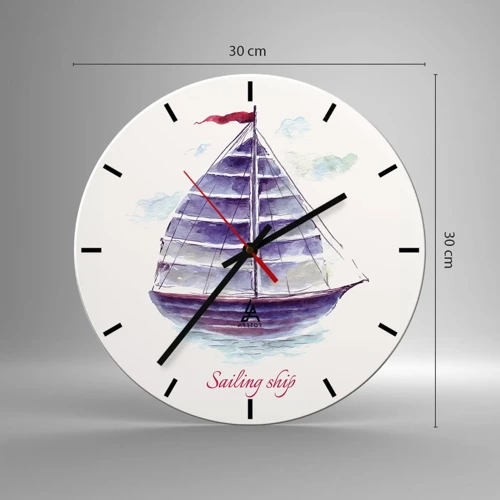 Reloj de pared - Reloj de vidrio - Velas izadas y aguas tranquilas - 30x30 cm