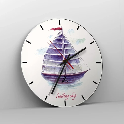 Reloj de pared - Reloj de vidrio - Velas izadas y aguas tranquilas - 30x30 cm