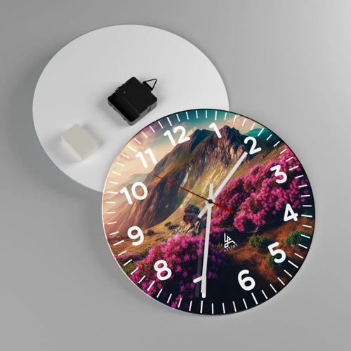 Reloj de pared - Reloj de vidrio - Verano en las montañas - 30x30 cm