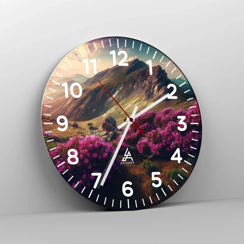Reloj de pared - Reloj de vidrio - Verano en las montañas - 30x30 cm