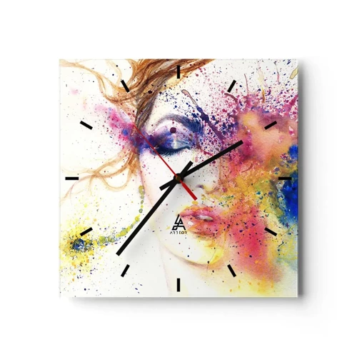 Reloj de pared - Reloj de vidrio - Vértigo del arco iris - 30x30 cm