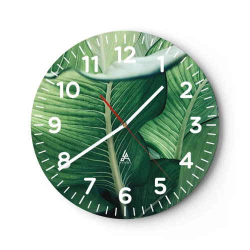 Reloj de pared - Reloj de vidrio - Vida intensamente verde - 40x40 cm