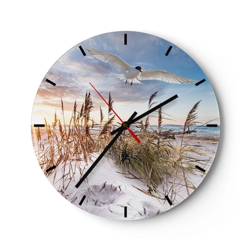 Reloj de pared - Reloj de vidrio - Viento del mar - 30x30 cm