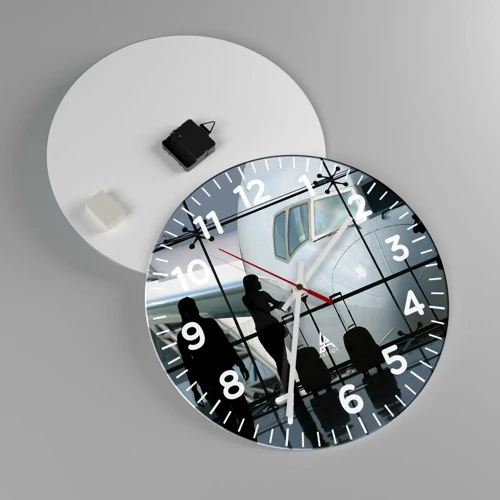 Reloj de pared - Reloj de vidrio - Vis a vis en el aeropuerto - 40x40 cm