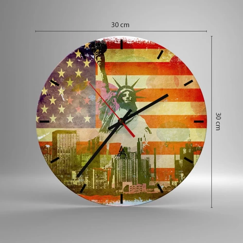 Reloj de pared - Reloj de vidrio - ¡Viva América! - 30x30 cm