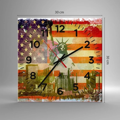 Reloj de pared - Reloj de vidrio - ¡Viva América! - 30x30 cm