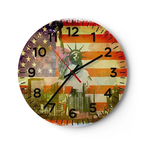 Reloj de pared - Reloj de vidrio - ¡Viva América! - 40x40 cm