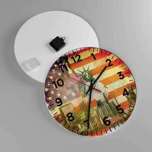 Reloj de pared - Reloj de vidrio - ¡Viva América! - 40x40 cm