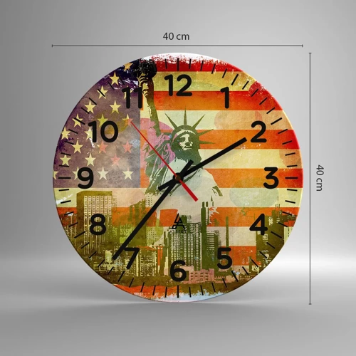 Reloj de pared - Reloj de vidrio - ¡Viva América! - 40x40 cm