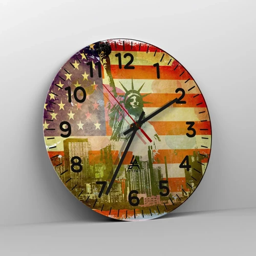 Reloj de pared - Reloj de vidrio - ¡Viva América! - 40x40 cm