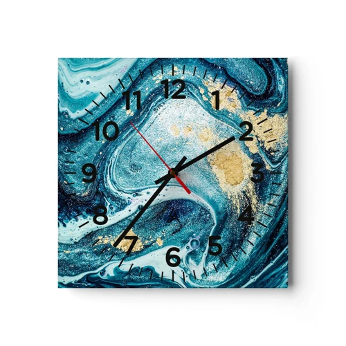 Reloj de pared - Reloj de vidrio - Vórtice azul - 40x40 cm