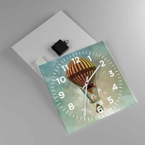 Reloj de pared - Reloj de vidrio - Vuelos pioneros - 30x30 cm