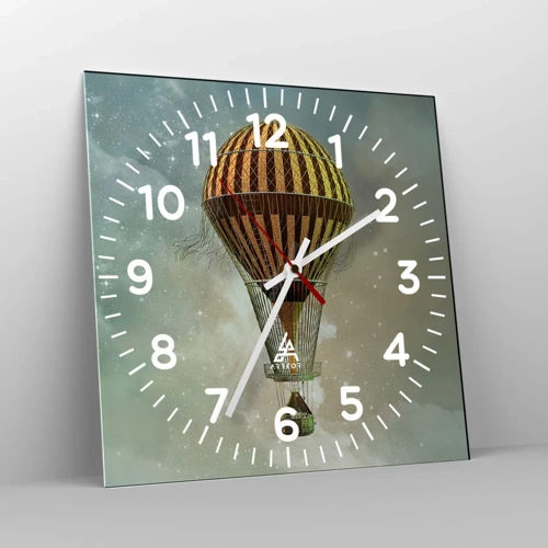 Reloj de pared - Reloj de vidrio - Vuelos pioneros - 30x30 cm