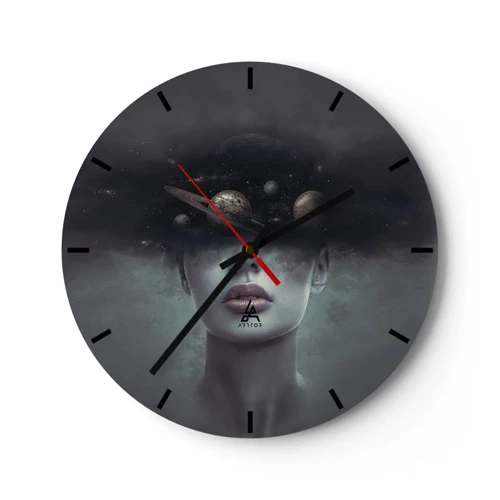 Reloj de pared - Reloj de vidrio - Y los planetas sienten... - 40x40 cm