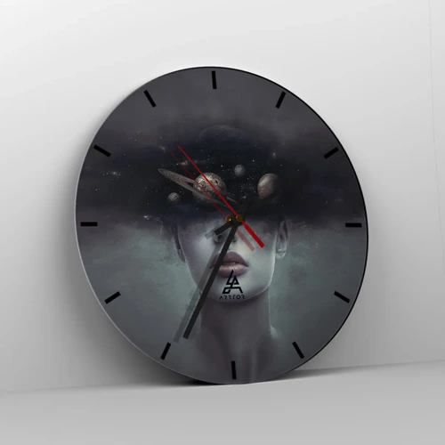 Reloj de pared - Reloj de vidrio - Y los planetas sienten... - 40x40 cm