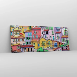 Cuadro sobre lienzo - Impresión de Imagen - Ciudad alegre - 100x40 cm