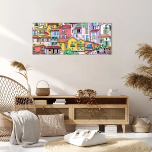 Cuadro sobre lienzo - Impresión de Imagen - Ciudad alegre - 100x40 cm